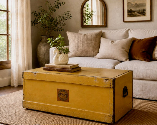 Vintage P&O Steamer Trunk | Original Metal Liner | Coffee Table | Storage Chest