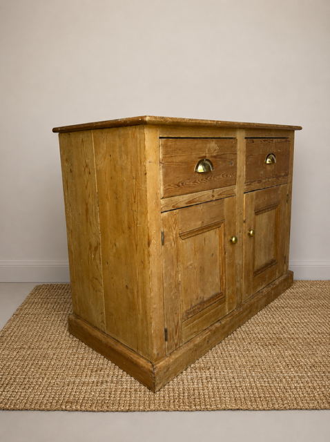 Antique Pine Sideboard Cupboard | Rustic Pine Cabinet | Hall Console | Country Kitchen Storage
