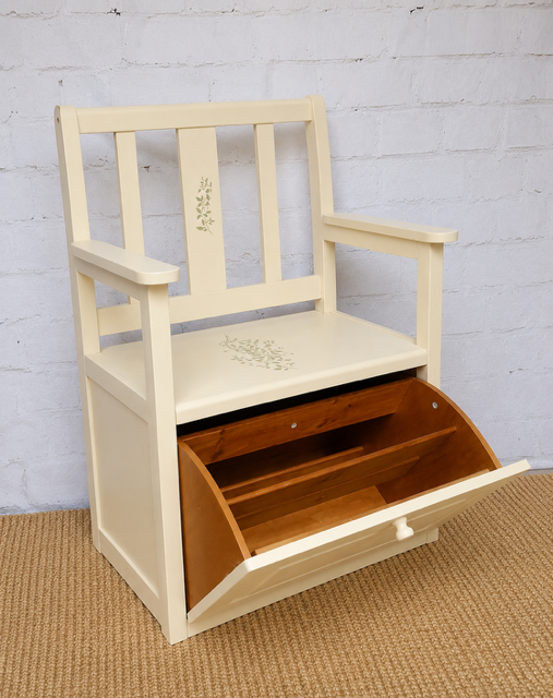 Rustic Country Hall Bench With Shoe Storage