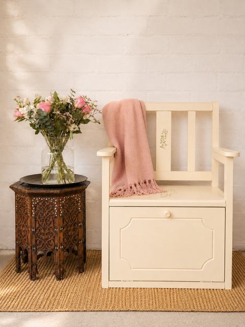 Rustic Country Hall Bench With Shoe Storage