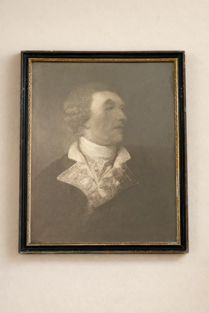 Antique Framed Gentleman's Portrait Print, English Country House Wall Art