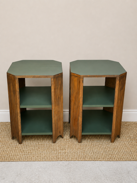 Pair Of Art Deco Oak Bedside Tables | End Sofa Tables