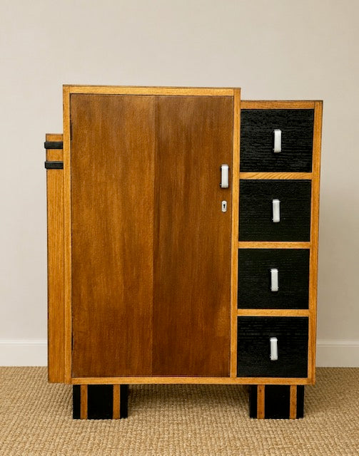 Art Deco Oak Cocktail Cabinet & Vintage Drinks Cabinet