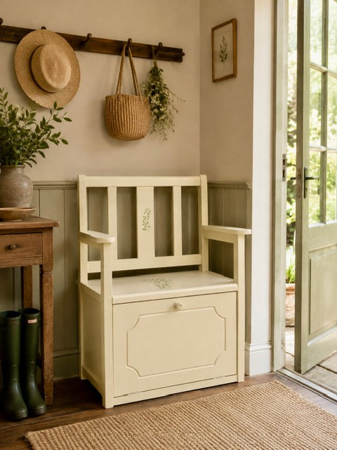 Rustic Country Hall Bench With Shoe Storage