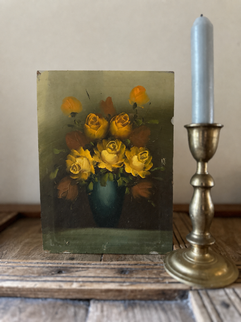 Vintage Floral Oil Painting On Board, Original Botanical Artwork, Dutch Masters Style