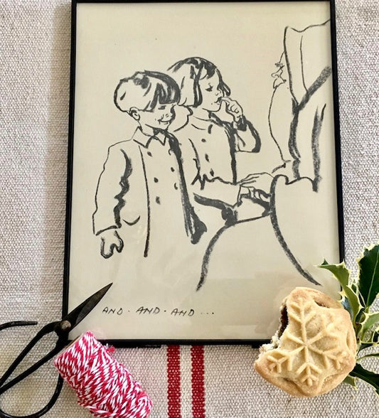 Vintage Christmas Print, Vintage Illustration, Art, Old Book Print, Framed Vintage Art, Wall Art Decor, Gallery Wall, Christmas Decor, Gift