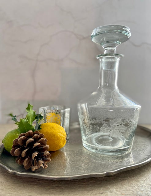 Pretty Decanter, Glass Water Carafe, Bedside Decanter With Glass Stopper, Whiskey, Drinks Tray, Decorative Glassware, Bar Accessories, Barware, Gift