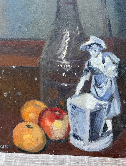Vintage Still Life Painting, Signed Original Canvas Artwork