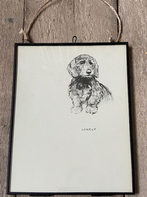 Vintage Dachshund Dog Print, Dog Art, Original Book Print, Hand Drawn Illustration, Double Sided, Hanging Wall Art, Dog Lover Gift, Pet Art