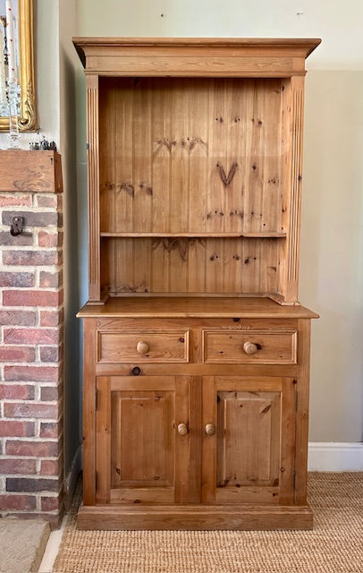 Vintage Pine Kitchen Dresser | Farmhouse Welsh Dresser | English Country Cabinet | Rustic Plate Rack | Solid Pine Storage