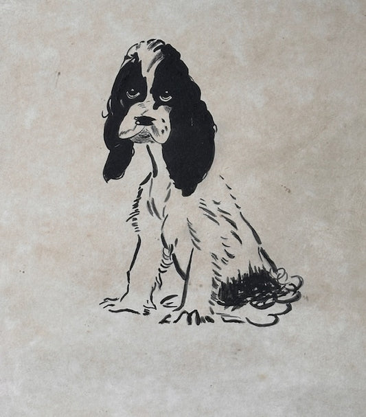 Vintage Mid Century Framed Print, Spaniel By Kwok Ta-Wei, Gallery Wall Art, Hanging Wall Decor, 1960s Spaniel Art, Dog Lover Gifts