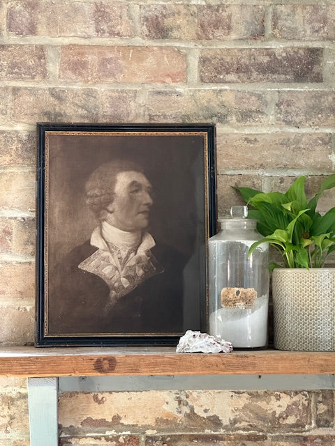 Antique Framed Gentleman's Portrait Print, English Country House Wall Art