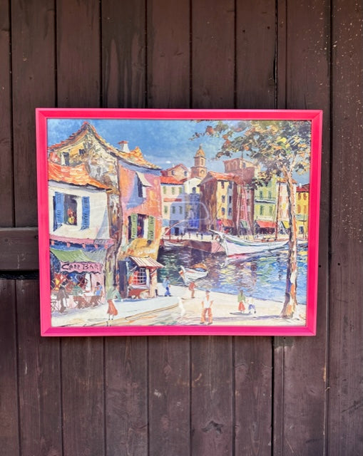 Vintage Bright Framed Print, Pink, Framed Art, St Tropez Print, Bright Decor, Hanging Wall Decor, Gallery Wall Art, Maximalist Decor