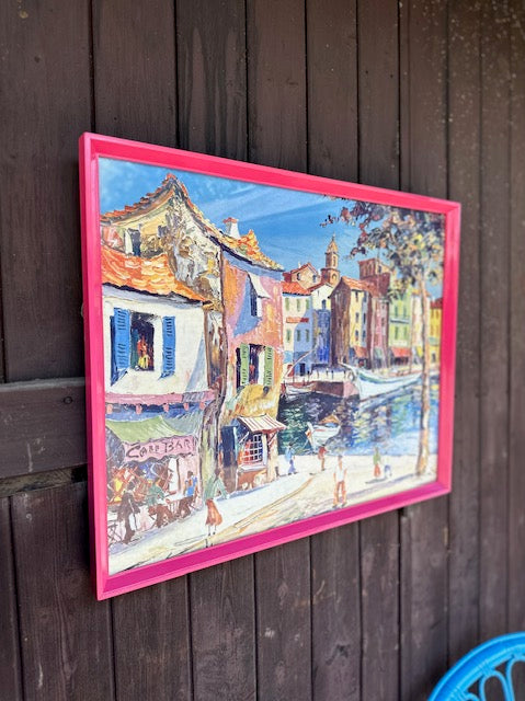 Vintage Bright Framed Print, Pink, Framed Art, St Tropez Print, Bright Decor, Hanging Wall Decor, Gallery Wall Art, Maximalist Decor