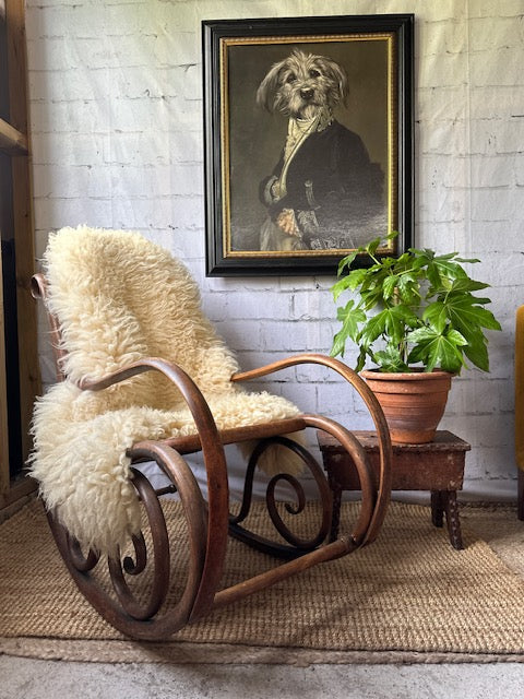 Antique Bentwood, Cane Rocking Chair, Cane, Rattan Chair, Michael Thonet Style, Fireside Chair, Boho Home Decor, Cottagecore, Rustic Decor