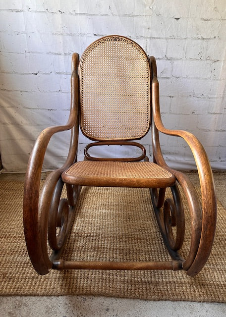 Antique Bentwood, Cane Rocking Chair, Cane, Rattan Chair, Michael Thonet Style, Fireside Chair, Boho Home Decor, Cottagecore, Rustic Decor