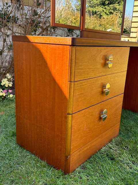 Mid Century Stag Cantata Dressing Table, Retro Bedroom Furniture, With Triple Mirror, Teak Furniture, Desk, Mid Century Modern