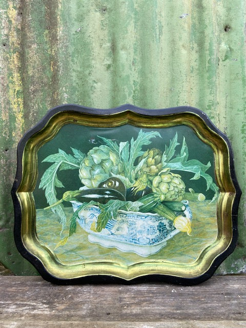 Vintage Large Metal Serving Tray, Toleware Drinks, Bar Tray, A Still Life, Decorative Botanical Tray, Barware, Tea Tray, Hanging Wall Decor