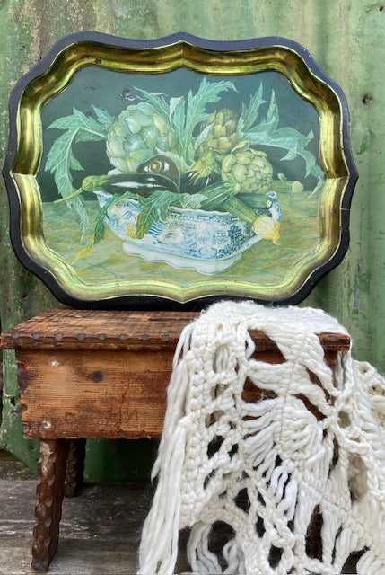 Vintage Large Metal Serving Tray, Toleware Drinks, Bar Tray, A Still Life, Decorative Botanical Tray, Barware, Tea Tray, Hanging Wall Decor