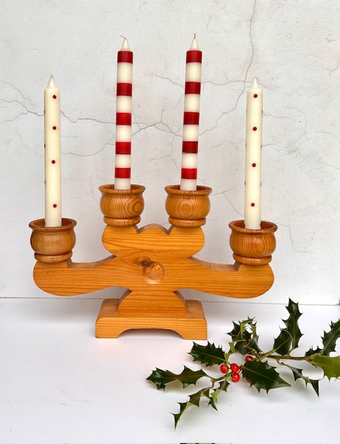 Vintage Large Candelabra, Scandi, Wood Candlestick, Stig Johnsson, Advent Candleholder, Christmas Table Centre Piece, Natural Vintage Christmas Home Decor