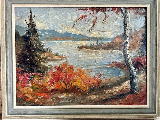 Vintage Framed Oil Painting - Autumnal Landscape, Mid Century Art, Gallery Wall Decor, Rustic, Cottagecore Decor, English Country