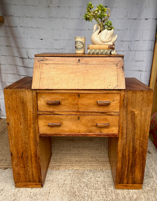 Vintage Art Deco Bureau Desk With Bookcase, Small Writing Desk Hall Console