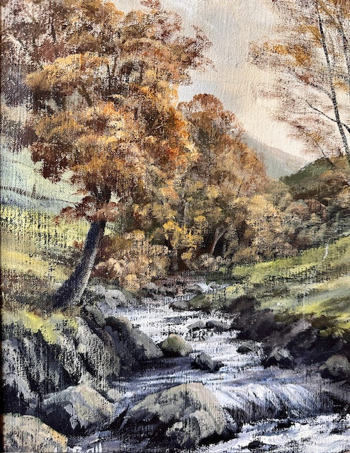 Vintage Landscape, Original Oil Painting, Framed Signed Art, Nature Inspired Artwork, Forest, River, Tree, English Countryside, Hanging Gallery Wall Art, Cottagecore, Rustic Decor