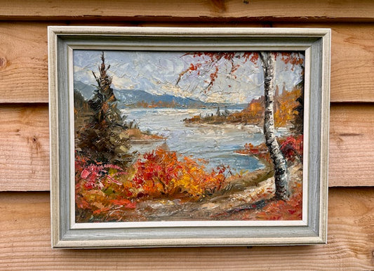 Vintage Framed Oil Painting - Autumnal Landscape, Mid Century Art, Gallery Wall Decor, Rustic, Cottagecore Decor, English Country