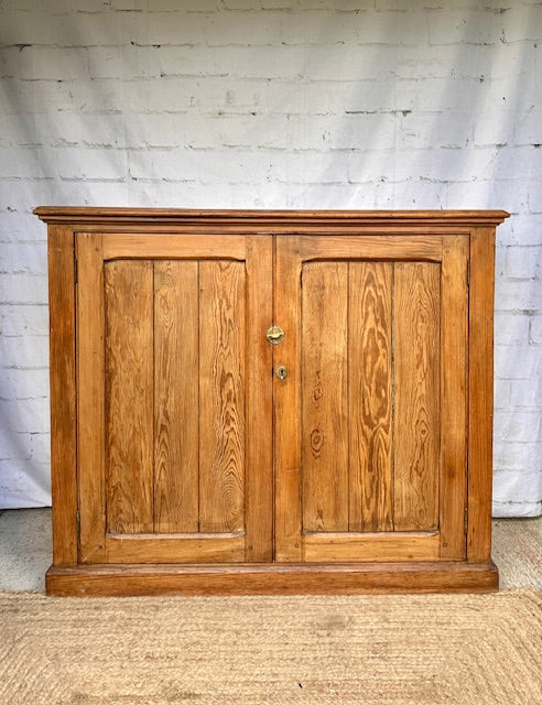 Antique Pitch Pine Cupboard, School Cupboard, Linen Press, Kitchen Dresser, Housekeepers Cupboard, Hall Console, English Country Home, Farmhouse Decor, Cottagcore, Rustic Home