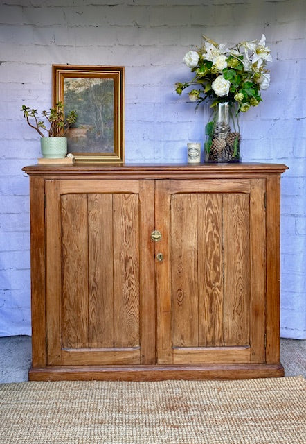Antique Pitch Pine Cupboard, School Cupboard, Linen Press, Kitchen Dresser, Housekeepers Cupboard, Hall Console, English Country Home, Farmhouse Decor, Cottagcore, Rustic Home
