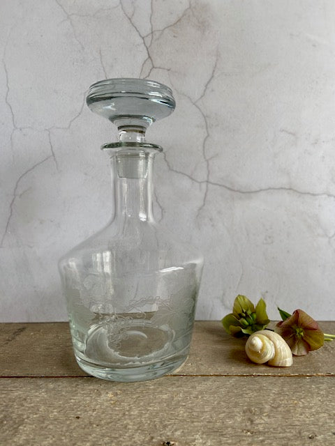 Pretty Decanter, Glass Water Carafe, Bedside Decanter With Glass Stopper, Whiskey, Drinks Tray, Decorative Glassware, Bar Accessories, Barware, Gift