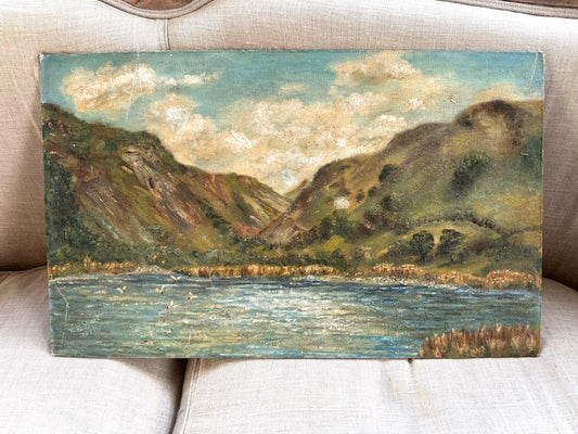 Vintage Landscape Oil Painting On Board, Seascape, Signed Artwork, Nature Inspired, Hanging Gallery Wall Art, Kitchen Shelf Art