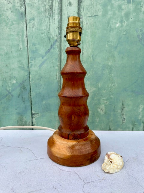 Vintage Wooden Lamp Base, Small Bedside Lamp, Chunky Table Lamp, Hand Crafted, Wood Turned, Without Shade, Cottagecore Decor, Rustic Decor