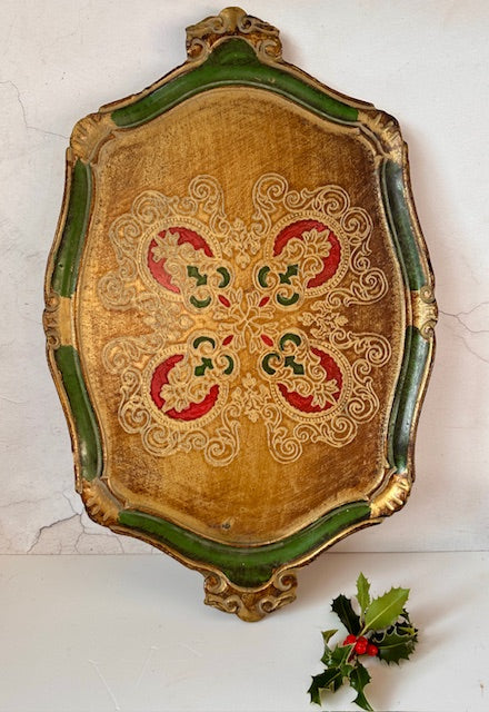 Large Vintage Florentine Drinks Tray, Gilt And Gesso, Serving Tray, Barware, Decorative Coffee Table Tray, Drinks Trolley Tray, Vintage Christmas Home Accessories