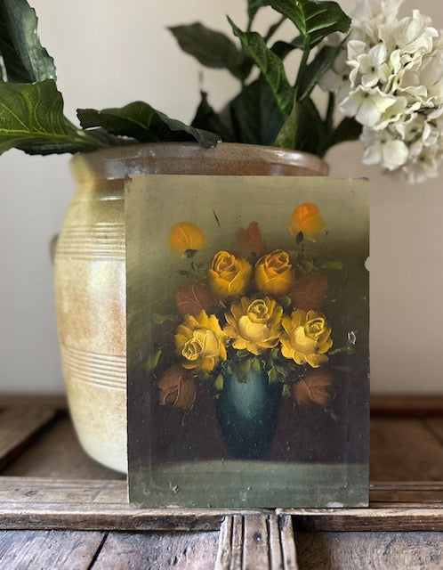 Vintage Floral Oil Painting On Board, Original Botanical Artwork, Dutch Masters Style