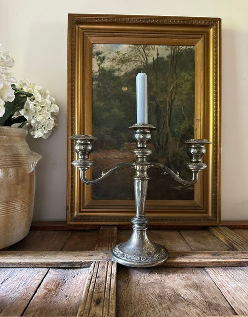 Vintage Silver Plated Three Arm Candelabra, Decorative Candle Holder, Traditional Table Centrepiece, Regency Style Decor