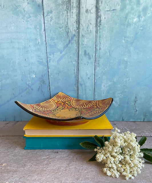 Vintage Decorative Wall Hanging Plate, Bright, Ceramic, Hanging Wall Decor Trinket Dish, Key Dish, Modern Ceramic, Folk, Art, Hand Painted