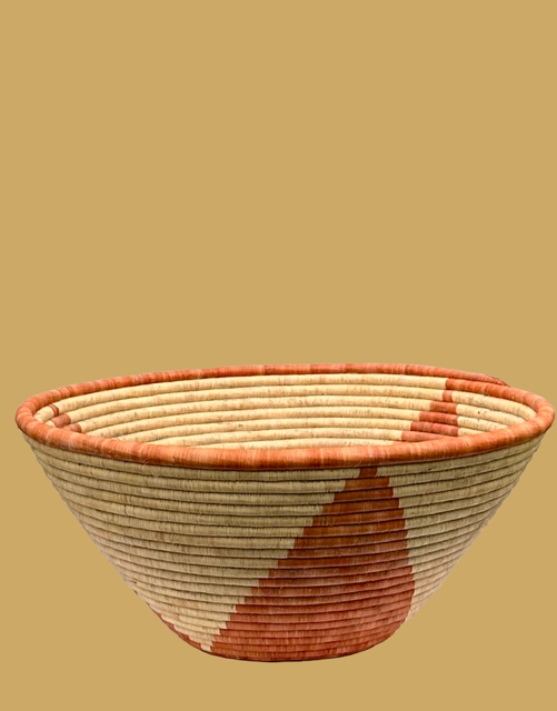 Extra Large, 47cm, Handwoven, Coral Colour, African Basket Bowl, Table Centrepiece, Hanging Wall Basket, Bathroom, Kitchen, Hallway Key Bowl. Basket Wall Decor