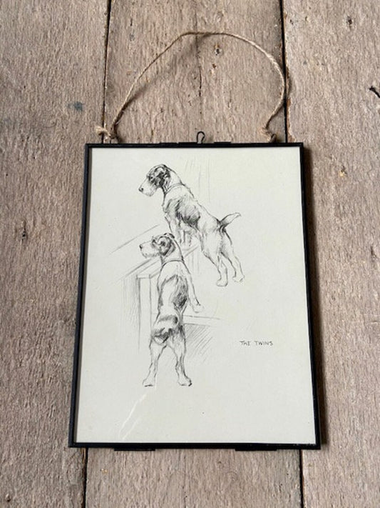 Framed Vintage Terrier Print, Dog Art, Canine Double Sided Book Print, Dog Lover Gift, Hanging Wall Art, Sustainable Art