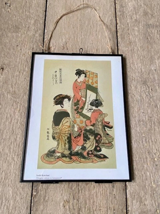 Vintage Japanese Print, Japanese Art, Oriental Illustrations, Geisha Print, Original Double Sided Book Print, Japanese Wall Art