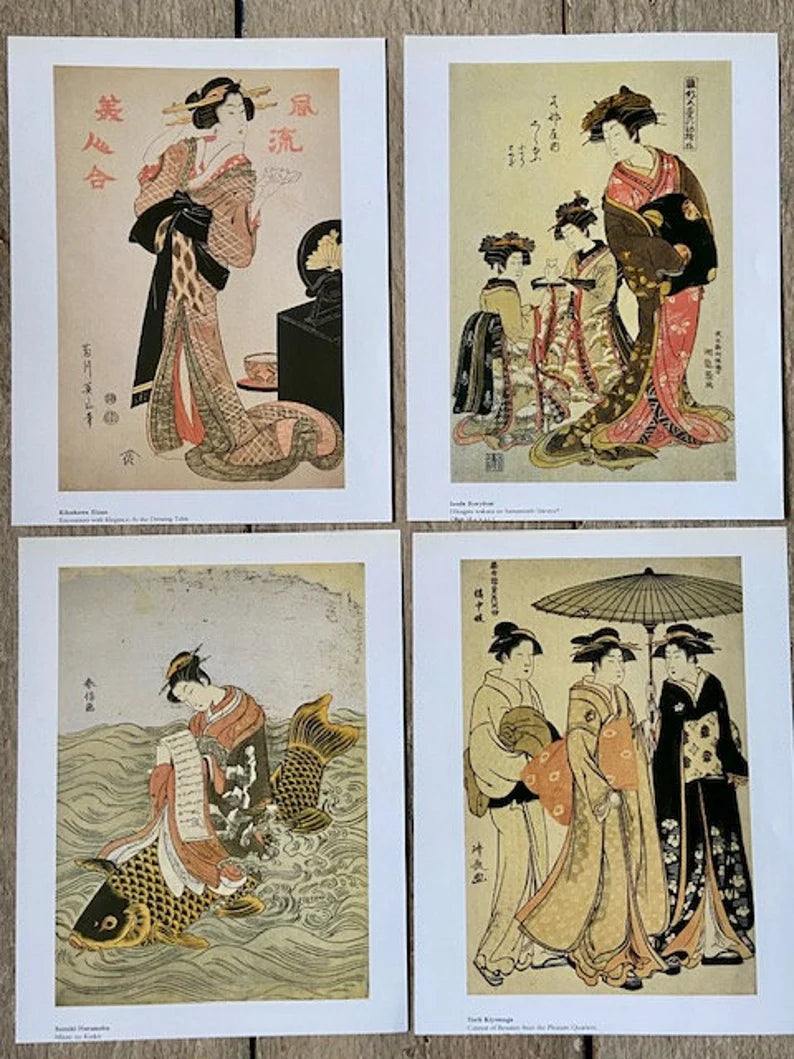 Vintage Japanese Print, Japanese Art, Oriental Illustrations, Geisha Print, Original Double Sided Book Print, Japanese Wall Art Vintage Japanese Print, Japanese Art, Oriental Illustrations, Geisha Print, Original Double Sided Book Print, Japanese Wall Art
