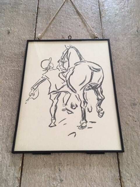 Vintage Horse Print, Horse Gifts, Marcia Lane, Original Horse Picture, Line Drawing Book Print, Horse Art, Framed Vintage Wall Decor