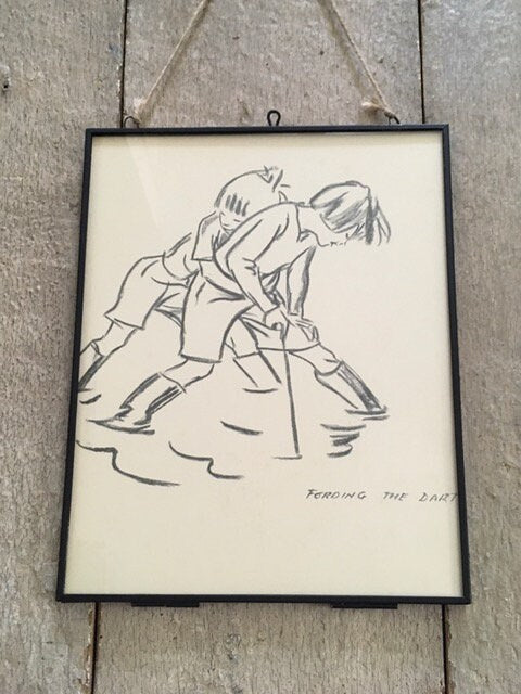 Vintage Marcia Lane, Figure Drawing, Illustration, Sketch, Book Plate, Black & White Print, Framed, Gallery Wall Decor, Line Drawing Print