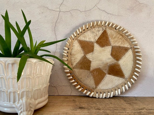 Vintage Place, Mat, Large Coaster, Decorative, Hide Handstitched, Cottagecore Decor, Natural, Rustic Decor, Nature Inspired, Tableware