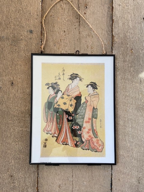 Vintage Japanese Art, Book Plate, Geisha Girl, Japanese Prints, Illustration, Japandi Wall Art, Old Book Print, Framed Art, Ready To Hang