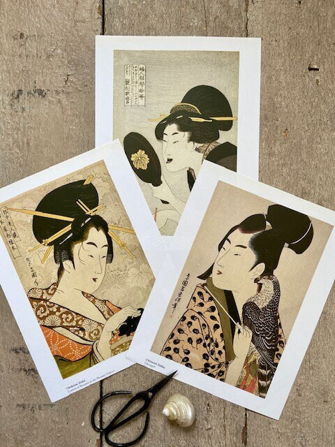 Set Of 3 Vintage Original Japanese Geisha Prints, Japandi, Oriental Art, Book Plate, Illustrations, Gallery Wall, Wall Art, Quirky, Modern