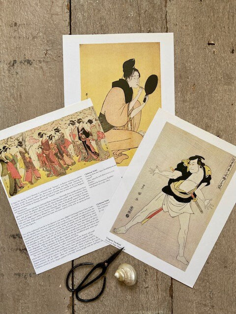 Set Of 3 Vintage Original Japanese Geisha Prints, Japandi, Oriental Art, Book Plate, Illustrations, Gallery Wall, Wall Art, Quirky, Modern