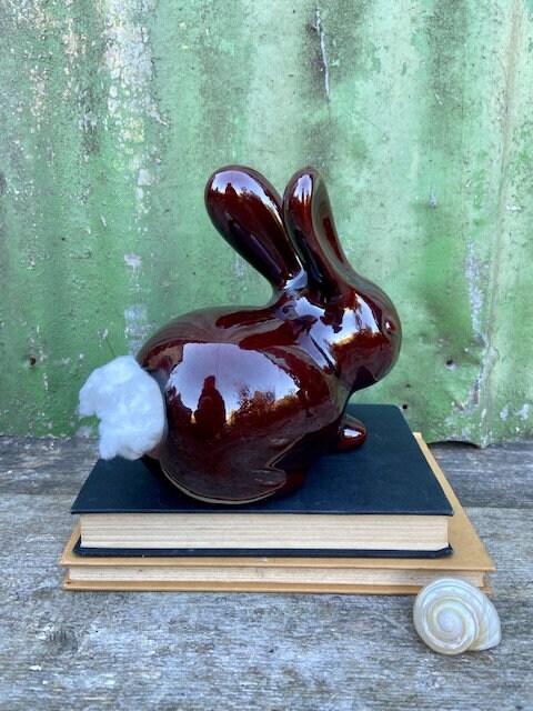 Vintage Storage Jar, Ceramic Rabbit, Cotton Wool Holder, Dressing Table Decor, Gift For Rabbit Lover, Bathroom, Nursery Decor, Vintage Gift