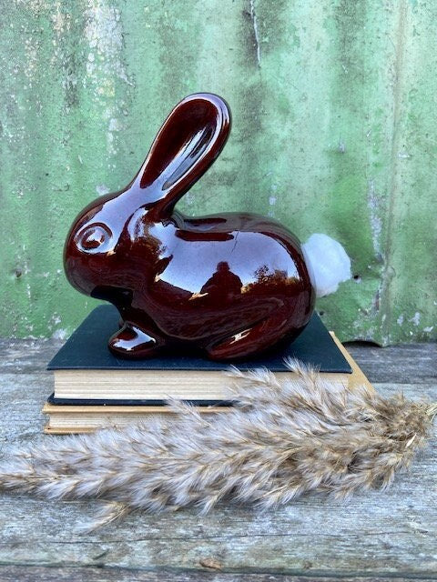 Vintage Storage Jar, Ceramic Rabbit, Cotton Wool Holder, Dressing Table Decor, Gift For Rabbit Lover, Bathroom, Nursery Decor, Vintage Gift