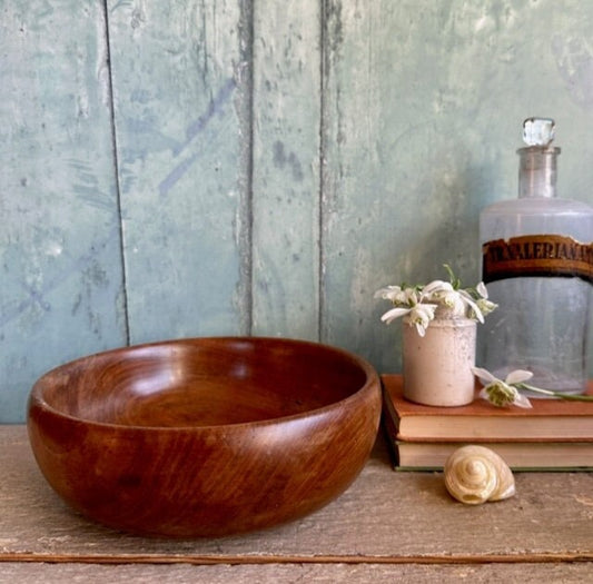 Vintage Medium Wooden Bowl, Wood Turned, Trinket Dish, Serving Bowl, Car Key Dish, Cottagecore, Rustic Home Decor, Sustainable Wooden Gifts
